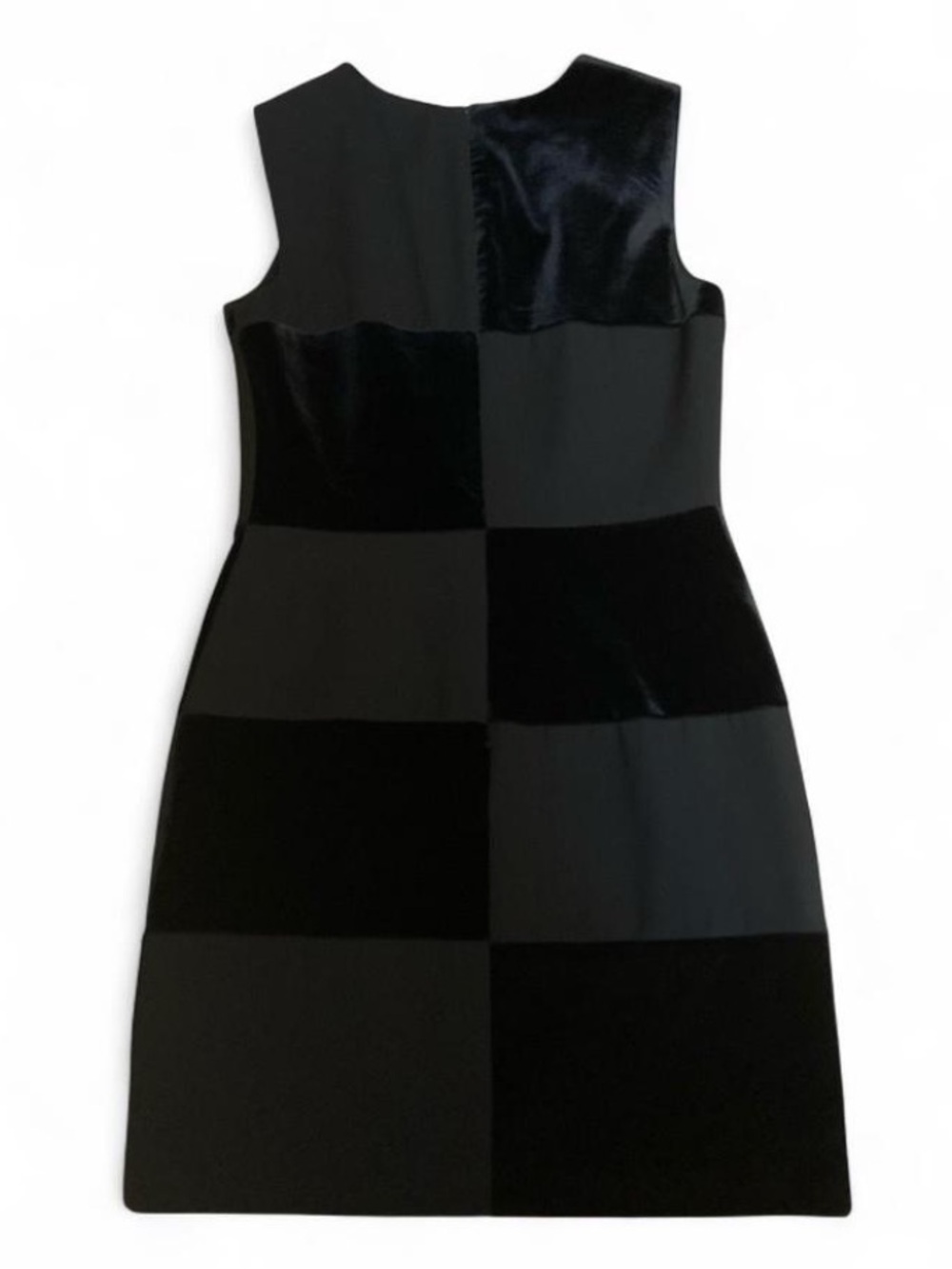 Laundry By Shelli Segal Black Checkerblock Satin & Velvet Mini Dress - Picture 2 of 5